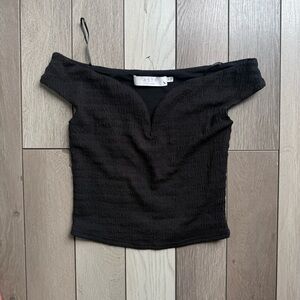Astr Black Off-Shoulder Crop Top